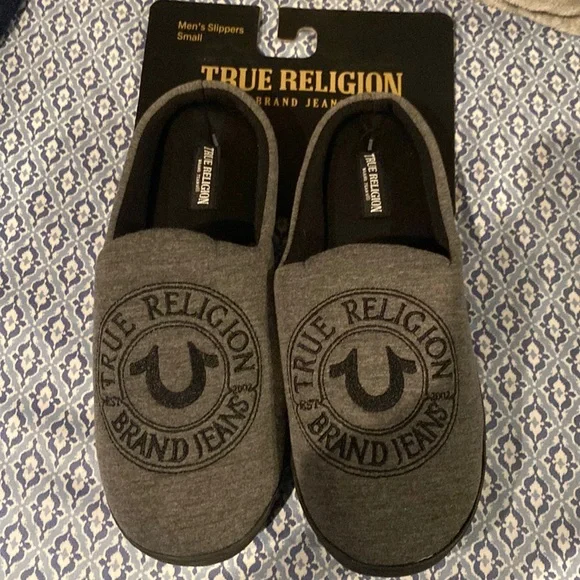 True Religion Mens Slippers Size Small New TRUE RELIGION Gray Red
